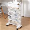 TOWEBOORY Scaffale Portaoggetti Mobile, Scaffale da Scaffale Mobile con Ruote, Carrello da Scaffale Mobile Rimovibile, Carrello Portaoggetti Multifunzionale per Studio, Ufficio, Cucina, Aula (5 Quadrati)