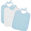 Ti TIN Confezione Da 3 Bavaglini Senza Plastica Per Bambini Di Età Superiore a 1 Anno | Set di Bavaglini per Bambini per Asilo con Chiusura a Laccetti, Colore Celeste, 32x36 cm