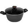 Zanetti Evolution Casseruola per Induzione Diametro 24 cm, Fondo Antiaderente, Alto Spessore, Casseruola con Coperchio, Impugnatura Comoda Due Maniglie, Nero