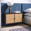 DEGHI Comodino sospeso 74x39h cm antracite con 2 ante rovere - Tactik
