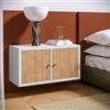 DEGHI Comodino sospeso 74x39h cm bianco con 2 ante rovere - Tactik