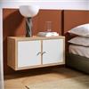 DEGHI Comodino sospeso 74x39h cm effetto rovere con 2 ante bianco - Tactik