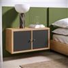 DEGHI Comodino sospeso 74x39h cm effetto rovere con 2 ante antracite - Tactik