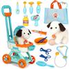 Lehoo Castle Valigetta Dottore Bambini, Kit Dottoressa Bambina con Carrello Giocattoli, Kit Veterinario con Cane di Pezza, Set Dottoressa Bambinao, Giochi Bambina 3 4 Anni