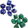 WeddHuis 14 Pezzi Set di Dadi DND per Dungeon e Dragoni, Set di Dadi Poliedrici RPG MTG per Giochi di Tavolo (Verde & Blu)