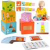 sacemontic Torre di impilamento e cubi di impilamento per bambini, giocattoli Montessori per bambini da 1 2 3 anni, puzzle di legno con abbinamento dei colori per bambini di 1 2 3 4+ anni