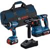 BOSCH PROFESSIONAL Kit di 2 utensili 18V Trapano GSB 18V-45 + Martello perforatore GBH 18V-22 + 2 batterie 4.0Ah