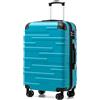 COOLIFE Valigie Valigia Trolley rigido ultraleggero e capiente,Chiusura a combinazione laterale con TSA, 4 ruote per facilitare il trasporto (Lago Blu, 67cm)