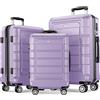 SHOWKOO Set di Valigie Rigide 3 Pezzi Espandibile ABS+PC Leggero Ultra Durevole Valigia Trolley da Viaggio con Chiusura TSA e 4 Ruote Doppie (M-L-XL, Viola Lavanda)