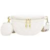 NIYUTA marsupio donna elegante borsa tracolla donna piccola borsetta pelle sintetica Bianco con tracolla larga 5 cm e con portamonete