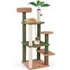 COSTWAY Albero per Gatti 152 CM, Tiragraffi per Gatti in Sisal con Posatoio in Peluche, Giocattolo Appeso, Autopulizia, Pianta Finta e Piattaforme di Salto, Centro Attività per Gattini