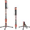 Fotopro X-Airfly Mono - Monopiede in fibra di carbonio da 185,4 cm, con pedale e piedi, stabilizzatore da viaggio professionale 3 in 1 con carico di 10 kg, kit di videografia per fotocamera DSLR