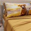 PETTI Artigiani Italiani - Lenzuola Animali con Cani in Cotone con Federe in Stampa Digitale, Lenzuola Una Pizza e Mezza, Completo Letto Una Piazza e Mezza Giallo, 100% Made in Italy