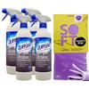 FEI FAN SET QUASAR: 4x Detergente Spray FORNI & BARBECUE, Sgrassante, Disincrostante e Antiodore 580ml + Panno In Lattice SOFT, Formato 30x30