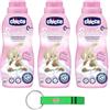 Beni Culinari 3x Chicco Sensitive Ammorbidente Concentrato Delicate Flowers, ideale per tutti i capi,ipoallergenico, senza coloranti, 30 lavaggi 750ml + Portachiavi Beni Culinari in Omaggio