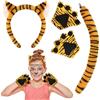 XEPST Animal Tiger Costume Set,Orecchie di Tigre e la coda Set con Tiger Fascia Tiger Tail Paws Tiger Face Sticker per Animal Costume Cosplay di Compleanno di Halloween del Vestito Operato del Partito