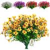 SOMYTING 8 pezzi Fiori Artificiali Finti Piante Artificiale Arbusti Resistenti ai Raggi UV Non Sbiadiscono Pianta Artificiale Verde per Veranda Finestra Ufficio Arbusti Decorare (Giallo)