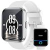 Woneligo Smartwatch Uomo Donna con Chiamate Bluetooth, Alexa Integrato, 1.8" Orologio Smartwatch con 100 Sportive/Cardiofrequenzimetro/Sonno/SpO2, Impermeabil IP68 Fitness Tracker iOS Android, Bianco Chiaro