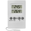 TFA Dostmann Termometro digitale interno esterno 30.1024 con sensore di cavo impermeabile, con allarme, bianco, 70 x 20 x 70 x 110 mm