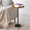 smusei Tavolino rotondo marrone con base in marmo, tavolino rotondo per soggiorno camera da letto, tavolino da 32 cm per piccoli spazi, marrone