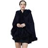 BEAUTELICATE Poncho Mantella di Pelliccia Sintetica con Cappuccio Donna Stola Scialle Cardigan Caldo Lavorata a Maglia con Collo per Invernale Nozze Matrimonio Festa (Beige con Collo,Ttaglia Unica)