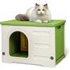 HiCaptain Casetta per gatti in plastica, resistente all'inverno, impilabile, isolata, impermeabile, verde