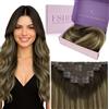 Fshine Real Hair Extensions Clip in Capelli Umani Balayage Castano Medio Con Biondo Platino Straight Remy Estensioni Dei Capelli Umani 120g 7Pcs Extension Lisce Clip 2/3/27