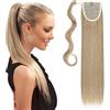 S-noilite Hair Extensions Wrap on Ponytail Extension Capelli Veri Coda di Cavallo Parrucchino Ombre 58cm Dritto Marrone cenere chiaro mix Candeggina bionda