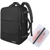 Taygeer Zaino Viaggio 45x36x20, Casual Zaini Uomo Donna con Porta USB, Zaino da Viaggio Aereo Bagaglio a Mano Impermeabile Zaini Porta PC per Scuola Lavoro Ryanair Wizz Air Easyjet, Nero