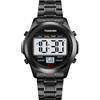 TONSHEN Uomo Acciaio inossidabile Digitale Orologio LED Allarme Cronometro Controluce Multifunzione Elettronico Orologi da Polso (Nero)