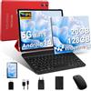SKYEGG Tablet 10 Pollici Android 14 con Widevine L1, 20 GB RAM + 128 GB ROM(Espandibile Fino a 1 TB), Octa-Core, 5G Wi-Fi 6, 8MP + 5MP, 6000mAh, GPS, USB-C Tablet con Tastiera + Mouse + Custodia, Rosso