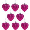 Christmas Concepts® Confezione da 8-60mm Baubles a forma di cuore con decorazioni natalizie - Glitter Baubles decorati (rosa caldo)