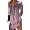 Yeenily Abiti da Donna a Maniche Lunga con Scollo a V Elegante Ruffle Stagione Estiva e Autunnale Vintage Vestiti Casual Tunic Dresses 2024(Viola,S)