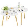 FOREHILL FORHILL Set 2 Tavolini da Salotto,Tavolini Sovrapponibili Stile Scandinavo,Tavolino da caffè Impilabili in Legno,Per Soggiorno,Camera da letto,studio,Bianco