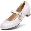 DREAM PAIRS Kids Ballerine Bambina Scarpe Bambina Eleganti con Tacco Festa Principessa Lucida Piatto Scarpe,Size 28.5,Bianco,KFL219