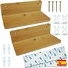 Agalet ️ 2 mensole da parete in legno di bambù + 2 adesivi + 4 viti con tasselli + 4 avvolgicavi | Scaffale autoadesivo senza forature | Mensole da parete (22 cm)