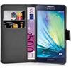 Cadorabo Custodia Libro per Samsung Galaxy A3 2015 in NERO CARBONE - con Vani di Carte, Funzione Stand e Chiusura Magnetica - Portafoglio Cover Case Wallet Book Etui Protezione