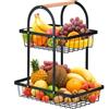 DODUOS Portafrutta a Ripiani, Cesto Portafrutta a 2 Livelli, Porta Frutta a Piani, Nero Portafruttas a Ripiani Moderno, Portaoggetti Staccabile per Verdure, Portafruttas