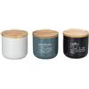 Villa d'Este Home Tivoli Set 3 barattoli Sale, Zucchero e caffè 500 ml, in New Bone China, Coperchio in Bamboo Victionary
