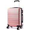 KONO Set di 2 Valigie Rigida Trolley Bagaglio a Mano 55cm e Valigia Media 65cm con TSA Lucchetto e 4 Ruote, Nude