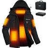 Brimekey Giacca Riscaldata Donna con Cappuccio, Giubbotto Pile da Sci Riscaldato Invernale Impermeabile & Antivento con 12000mAh Batteria, 3 Livelli di Riscaldamento, 6 Zone di Riscaldamento Caldo Cappotti