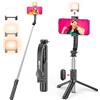 SelfieShow Bastone Selfie Treppiede con Luce di Riempimento, 107 CM Selfie Stick Estensibile con Telecomando & Supporto Telefonico, Treppiede Smartphone da Viaggio Portatile Compatibile con iPhone16/15/Samsung