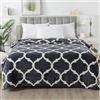 HOZY Coperta Plaid Pile, Coperta Matrimoniale 230 x 270 cm Flanella, Coperta Divano Super Grande Caldo Morbida - Grigio e bianco