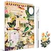 Veszoen 1000+ Pezzi/50 Fogli Stickers Scrapbooking Adesivi per Scrapbooking Adesivi Scrapbooking Vintage Stickers Bullet Journal Scrapbooking Kit per Album di Ritagli Calendari e Taccuini(Verde)