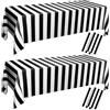 PIXHOTUL 4 Tovaglie A Righe Bianche E Nere, Tovaglia in Plastica Per Feste, Compleanni, Baby Shower, Picnic, 130 X 220 Cm