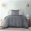 Utopia Bedding Copripiumino a Volant Singolo - Copripiumino in microfibra 135x200 cm + Federa 80x80 cm - Grigio