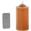 DRW Set di 4 candele in cera con LED e telecomando color caramello 7,5 x 7,5 x 15 cm