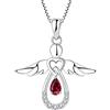 FJ Collana Angelo Custode Donna Argento 925 Collana con Ciondolo Luglio Pietra Portafortuna Rubino Gioielli Regalo per Donna