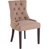 CLP Poltrona Da Pranzo Aberdeen Stile Chesterfield I Sedia Soggiorno Tavolo Moderna In Tessuto Imbottita Alto Schienale I Legno Di Caucciù, Colore:tortora, Colore del telaio:antico