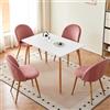 TTATC Tavolo da Pranzo con 4 Sedie Gruppo Sala da Pranzo, Set di 4 Sedie da Pranzo in Velluto e Tavolo da Cucina Gruppo di Posti a Sedere per Soggiorno Cucina Ufficio (4 Sedie Rosa+1 Tavolo)